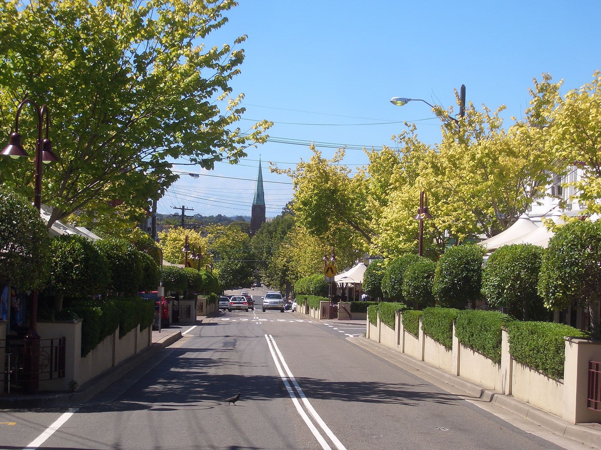 Restaurants and shopfronts along Willoughby Road in Crows Nest