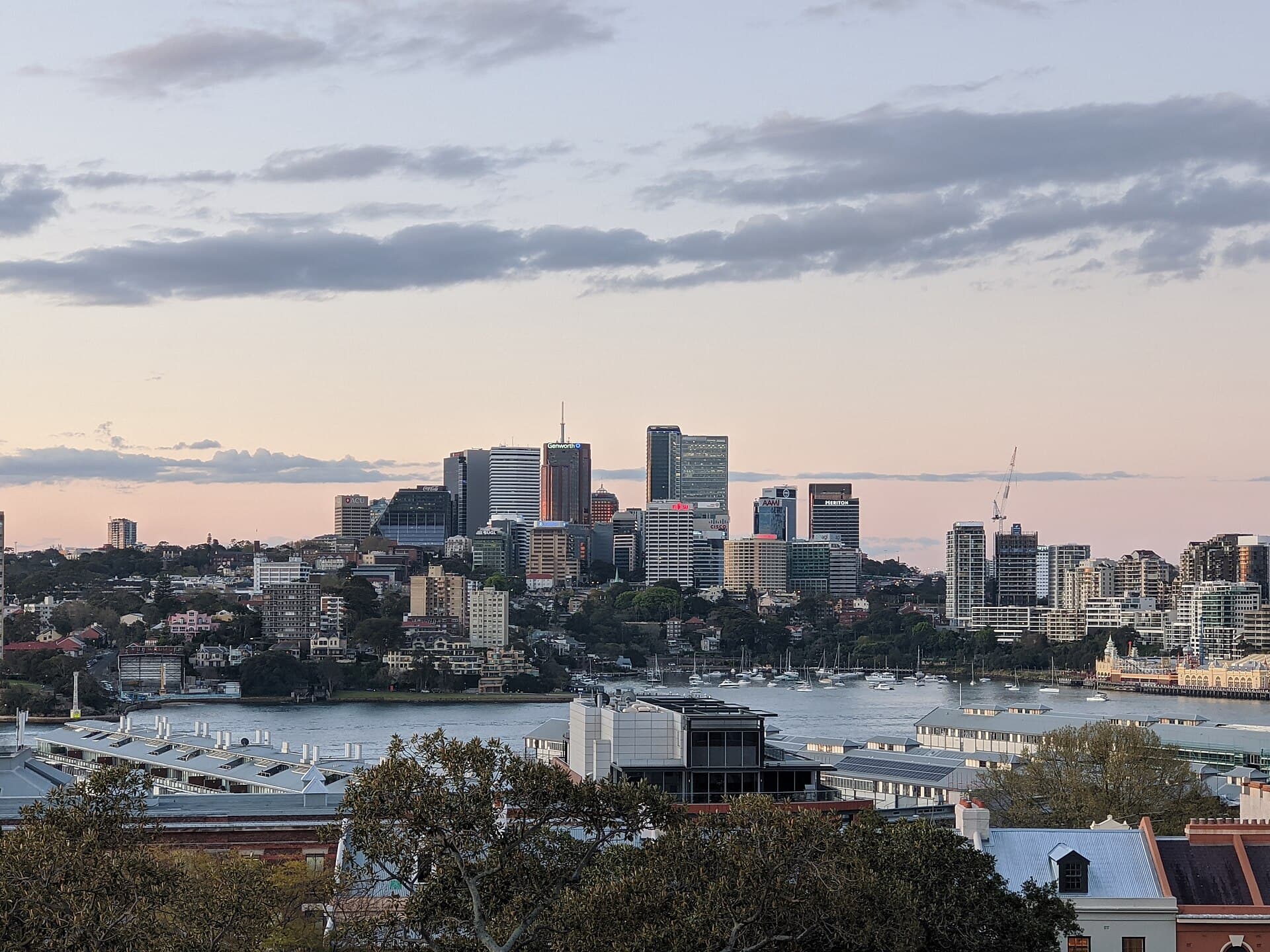 North Sydney skyline viewed across the harbour-side urban area