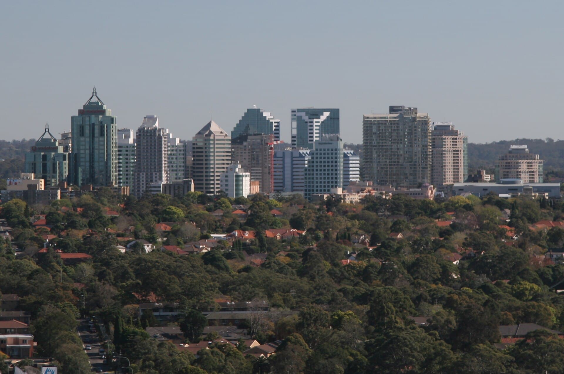 Chatswood skyline showing its high-rise commercial and apartment centre